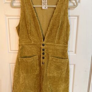 Sadie & Sage Mustard Corduroy Button-Front Dress